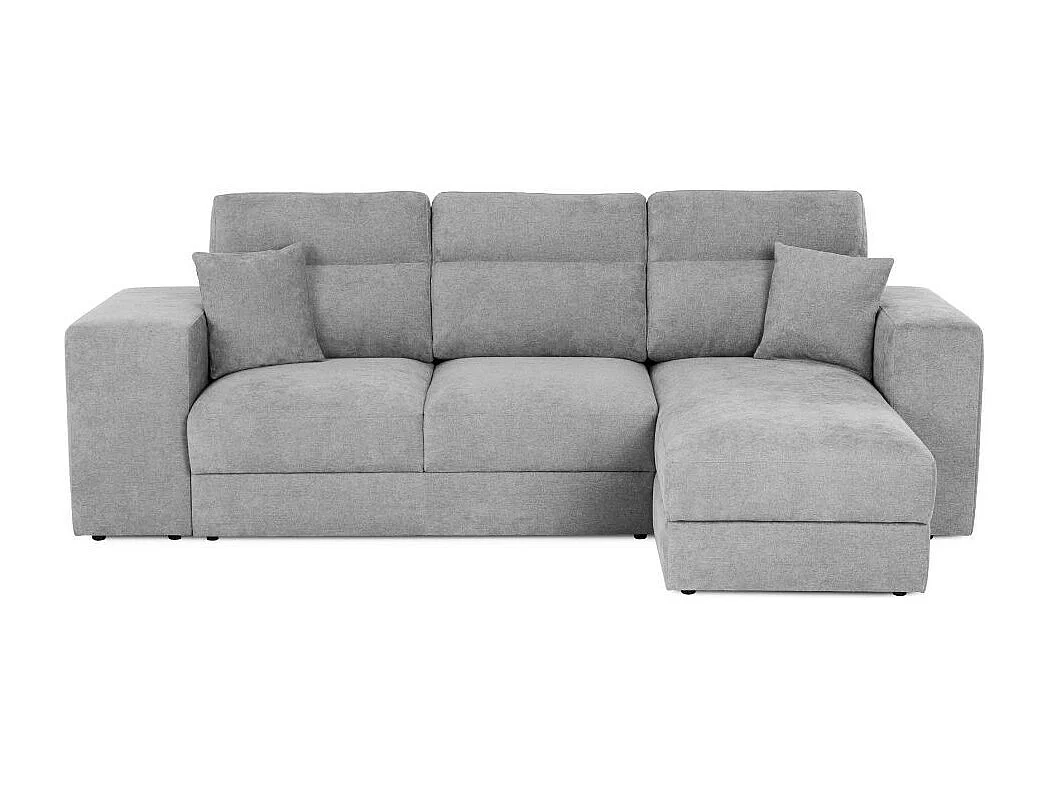 Divano penisola reversibile con funzione letto e pouf colore grigio chiaro Lilo 266x153x98H