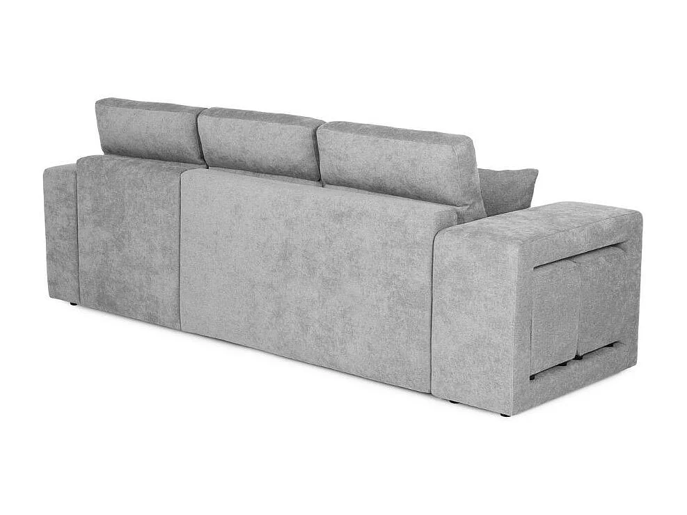 Divano penisola reversibile con funzione letto e pouf colore grigio chiaro Lilo 266x153x98H