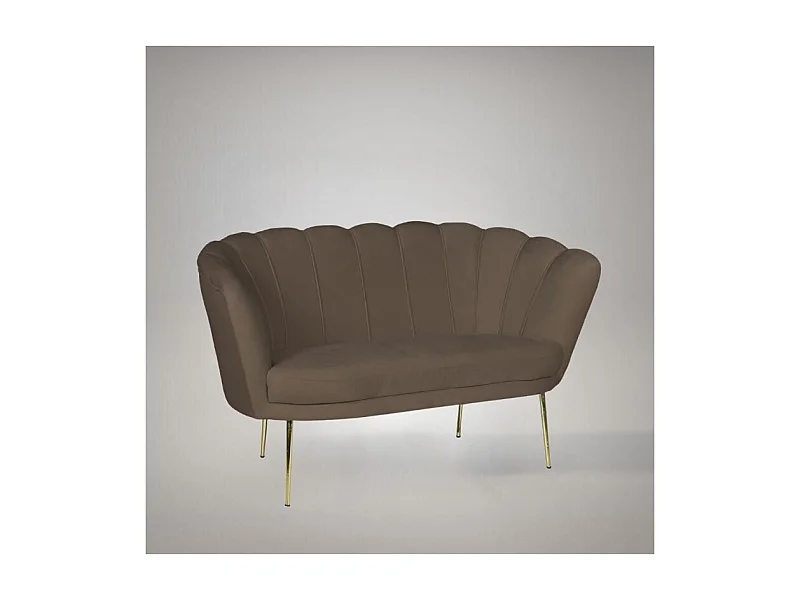 Divano a conchiglia due posti Orel velluto caffè 135x76.5x75h