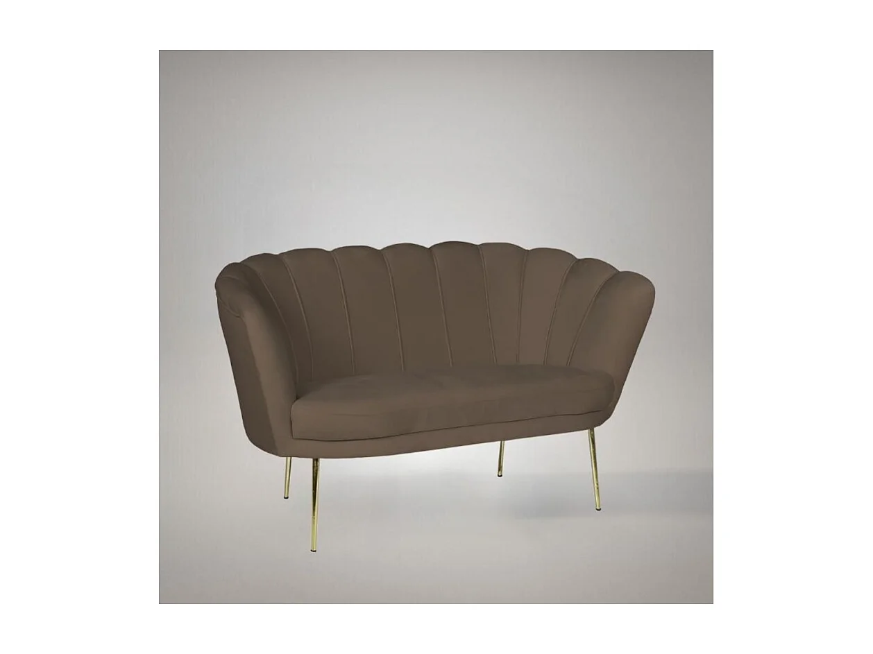 Divano a conchiglia due posti Orel velluto caffè 135x76.5x75h