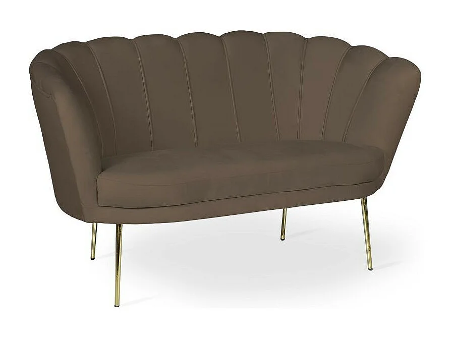 Divano a conchiglia due posti Orel velluto caffè 135x76.5x75h