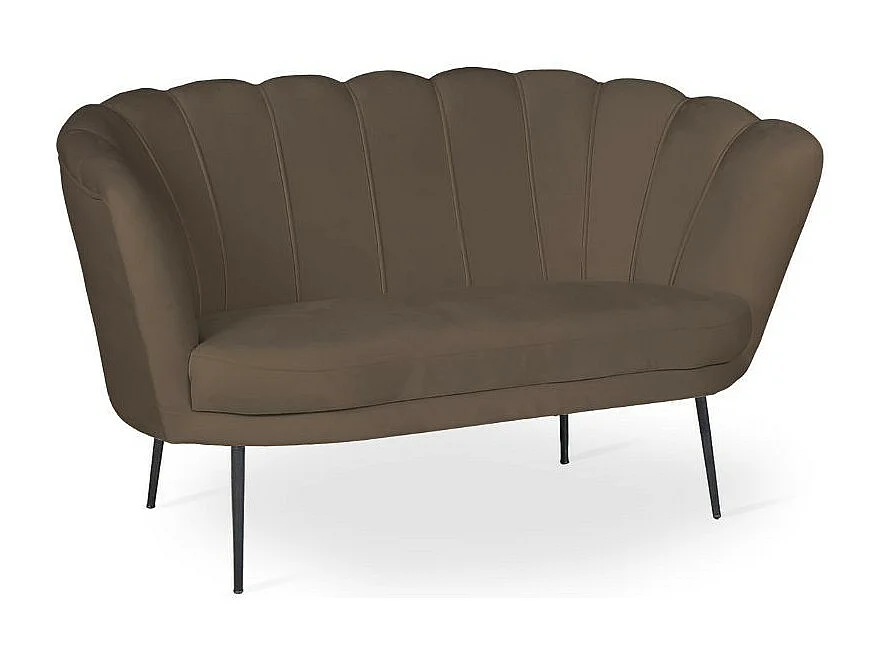 Divano a conchiglia due posti Orel velluto caffè 135x76.5x75h