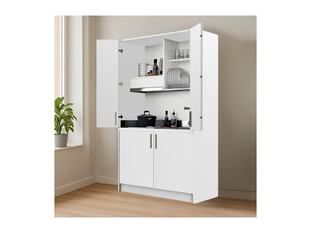 Cucina salvaspazio a scomparsa Fold Evolution colore bianco e elettrodomestici inclusi 125x62x208H