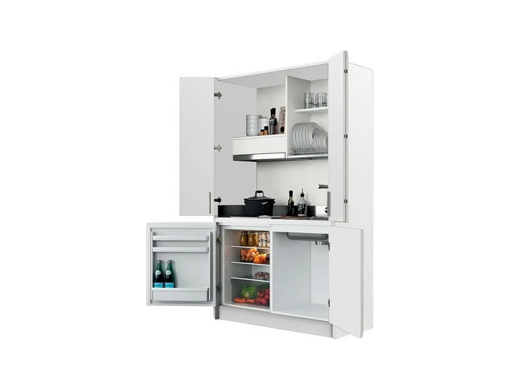 Cucina salvaspazio a scomparsa Fold Evolution colore bianco e elettrodomestici inclusi 125x62x208H
