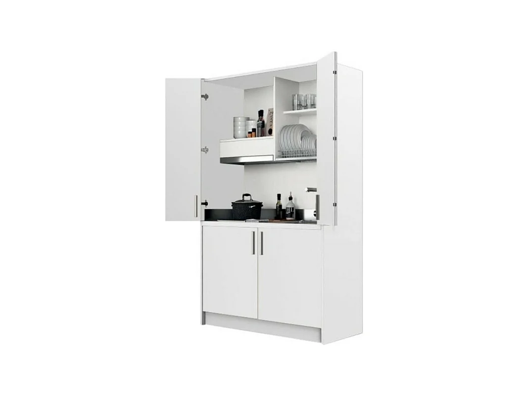 Cucina salvaspazio a scomparsa Fold Evolution colore bianco e elettrodomestici inclusi 125x62x208H