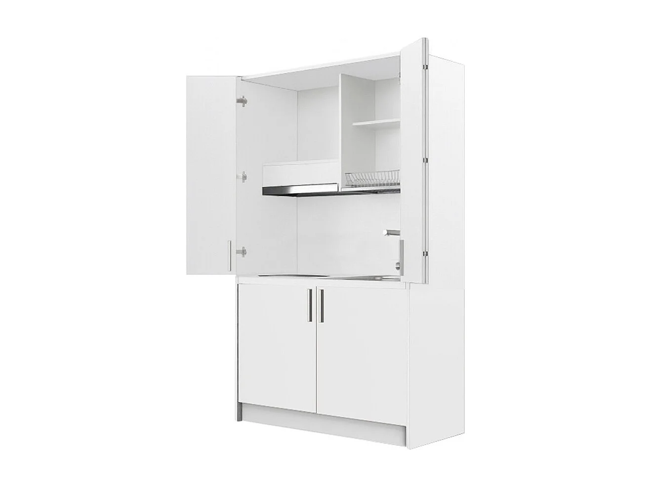 Cucina salvaspazio a scomparsa Fold Evolution colore bianco e elettrodomestici inclusi 125x62x208H