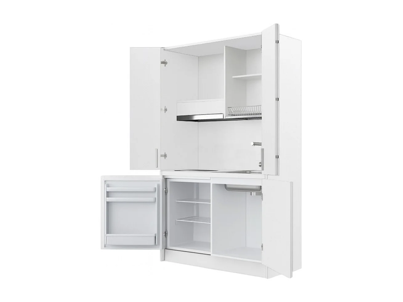 Cucina salvaspazio a scomparsa Fold Evolution colore bianco e elettrodomestici inclusi 125x62x208H