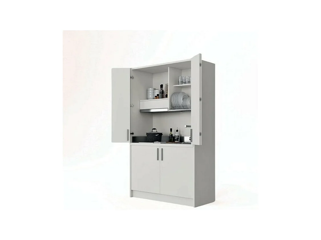 Cucina a scomparsa completa di elettrodomestici Fold bianco 125