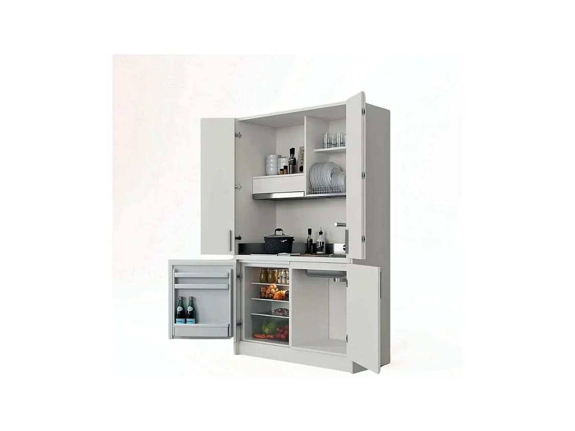 Cucina a scomparsa completa di elettrodomestici Fold bianco 125