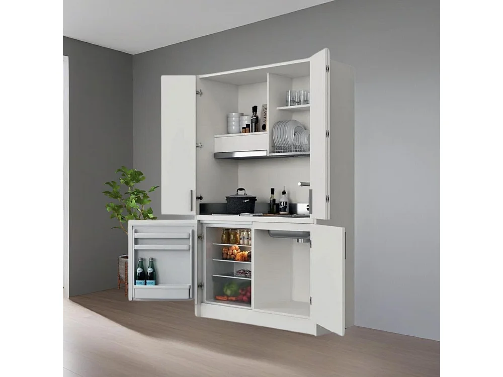 Cucina a scomparsa completa di elettrodomestici Fold bianco 125