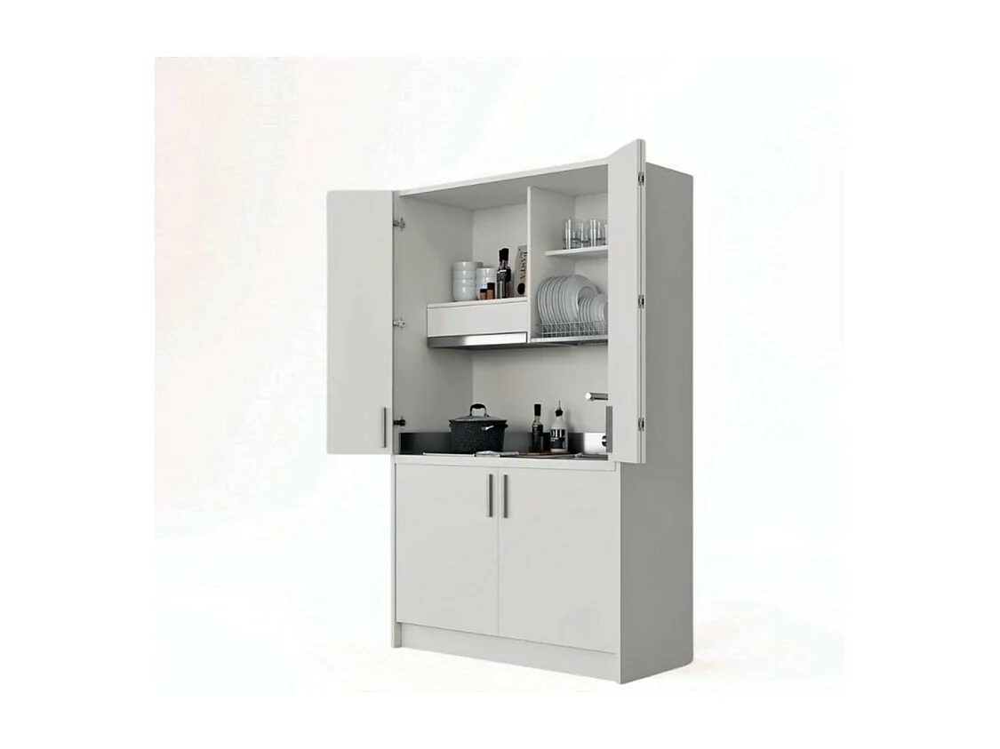 Cucina a scomparsa completa di elettrodomestici Fold bianco 125