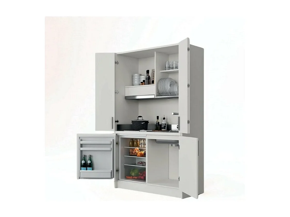 Cucina a scomparsa completa di elettrodomestici Fold bianco 125