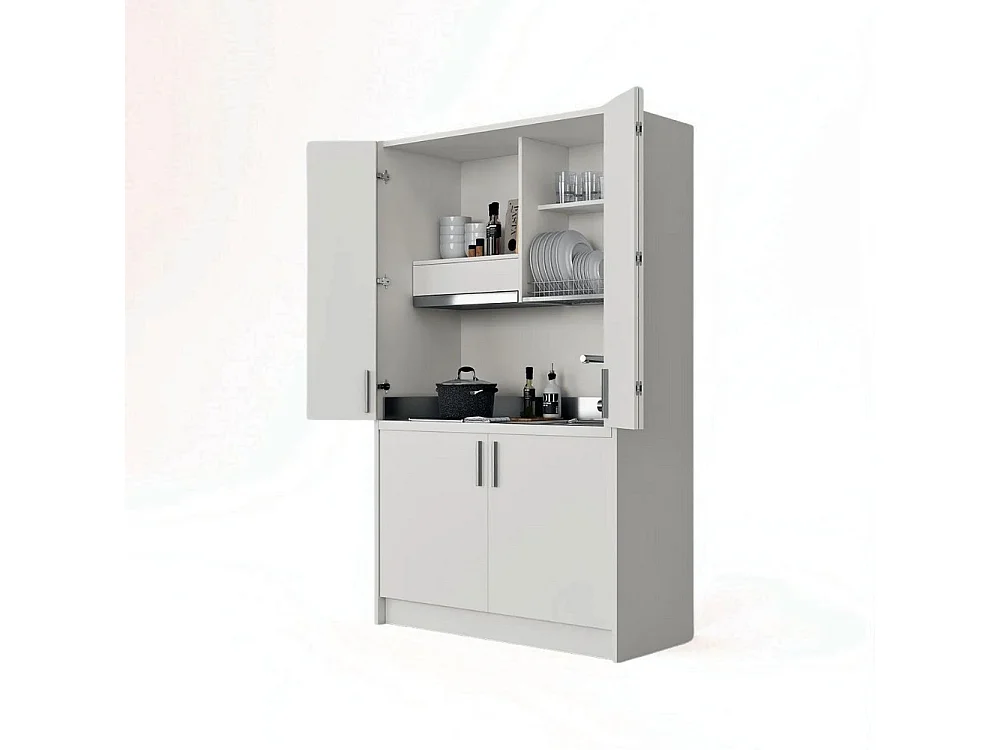 Cucina a scomparsa completa di elettrodomestici Fold bianco 125
