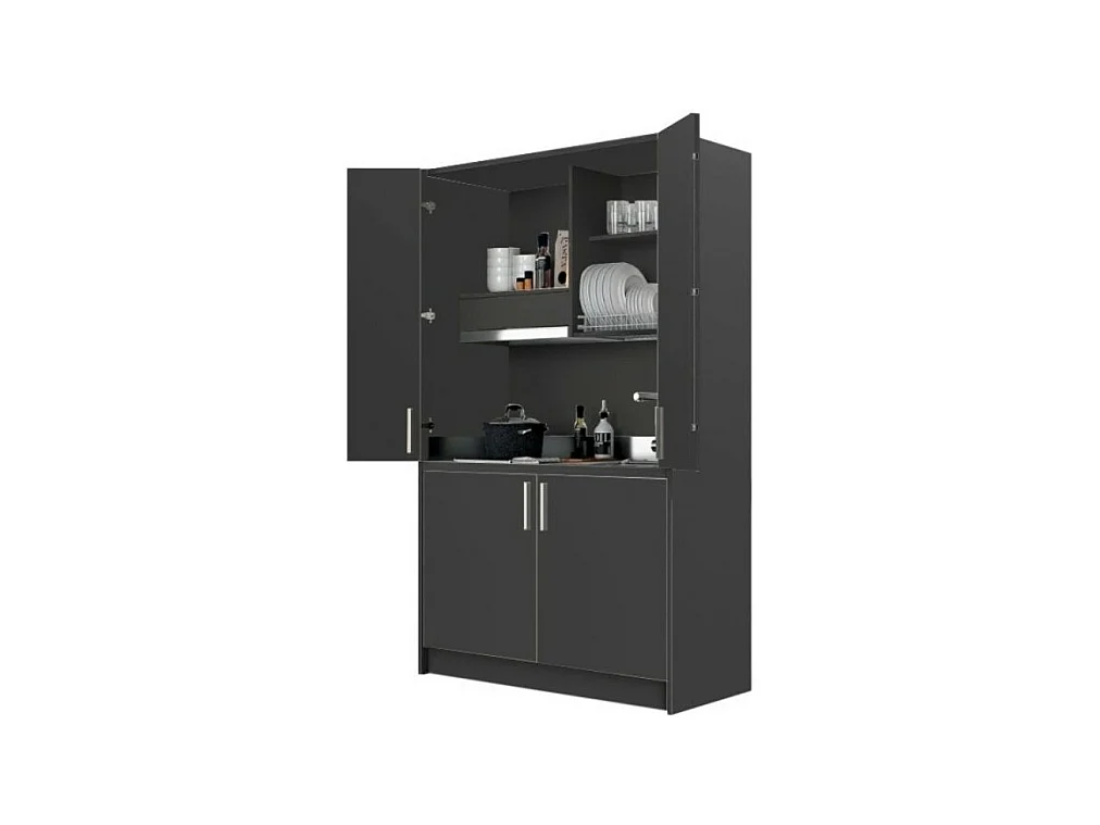 Cucina salvaspazio a scomparsa Fold Evolution colore antracite e elettrodomestici inclusi 125x62x208H