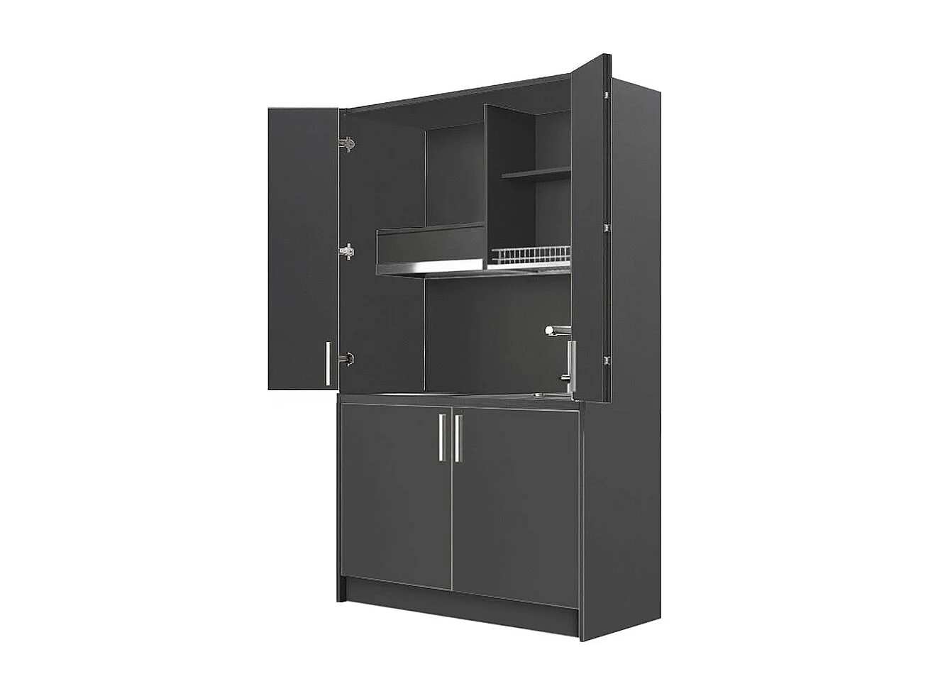 Cucina salvaspazio a scomparsa Fold Evolution colore antracite e elettrodomestici inclusi 125x62x208H