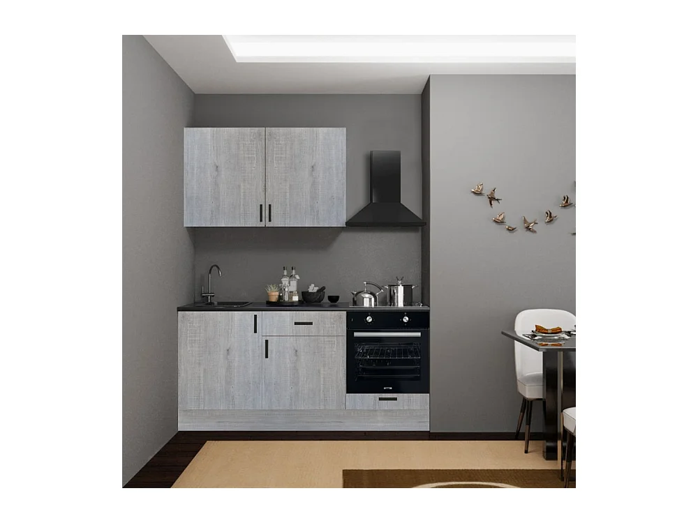 Cucina completa di elettrodomestici Asti 180 colore rovere grigio chiaro
