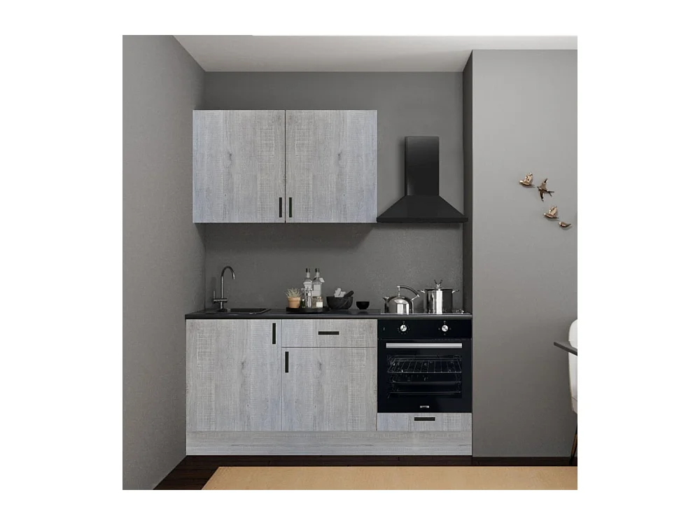 Cucina completa di elettrodomestici Asti 180 colore rovere grigio chiaro