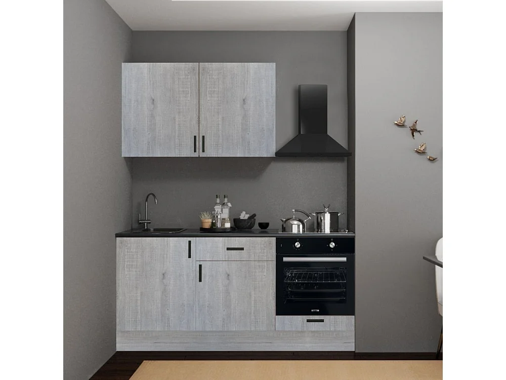 Cucina completa di elettrodomestici Asti 180 colore rovere grigio chiaro