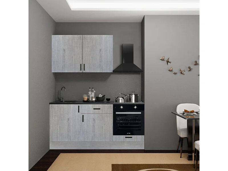Cucina completa di elettrodomestici Asti 180 colore rovere grigio chiaro