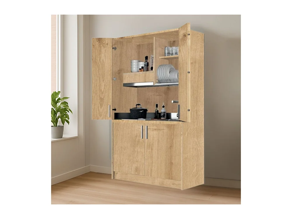 Cucina salvaspazio a scomparsa Fold Evolution colore rovere e elettrodomestici inclusi 125x62x208H