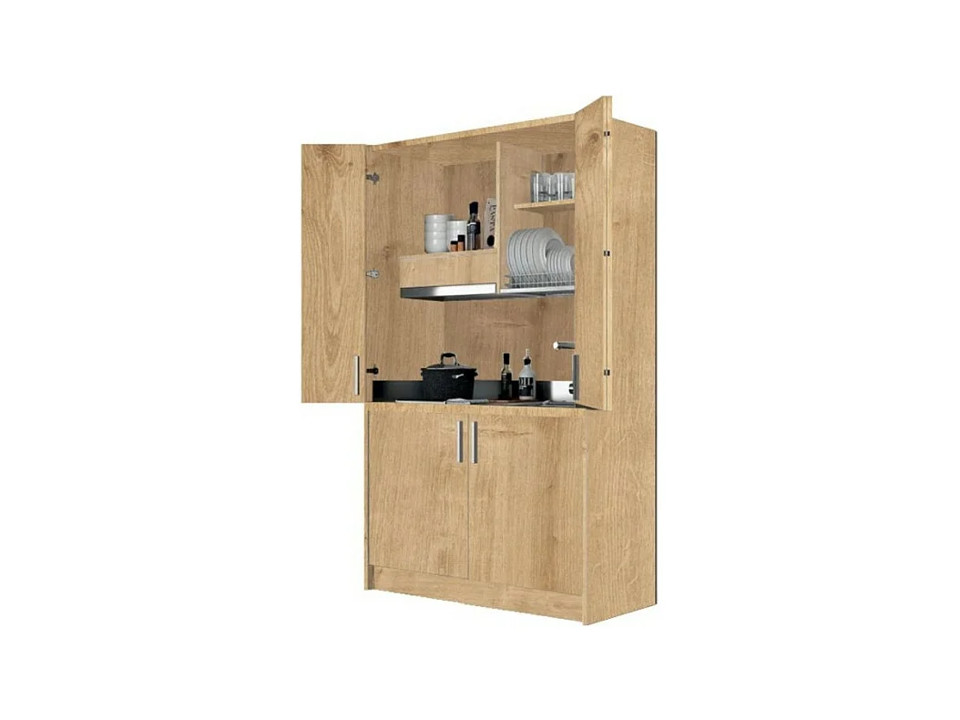 Cucina salvaspazio a scomparsa Fold Evolution colore rovere e elettrodomestici inclusi 125x62x208H