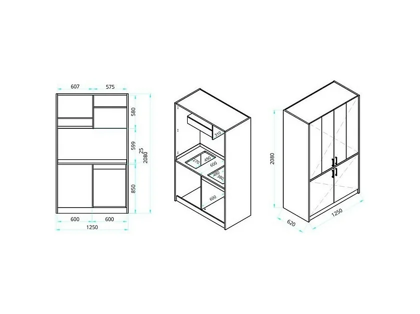 Cucina salvaspazio a scomparsa Fold Evolution colore rovere e elettrodomestici inclusi 125x62x208H