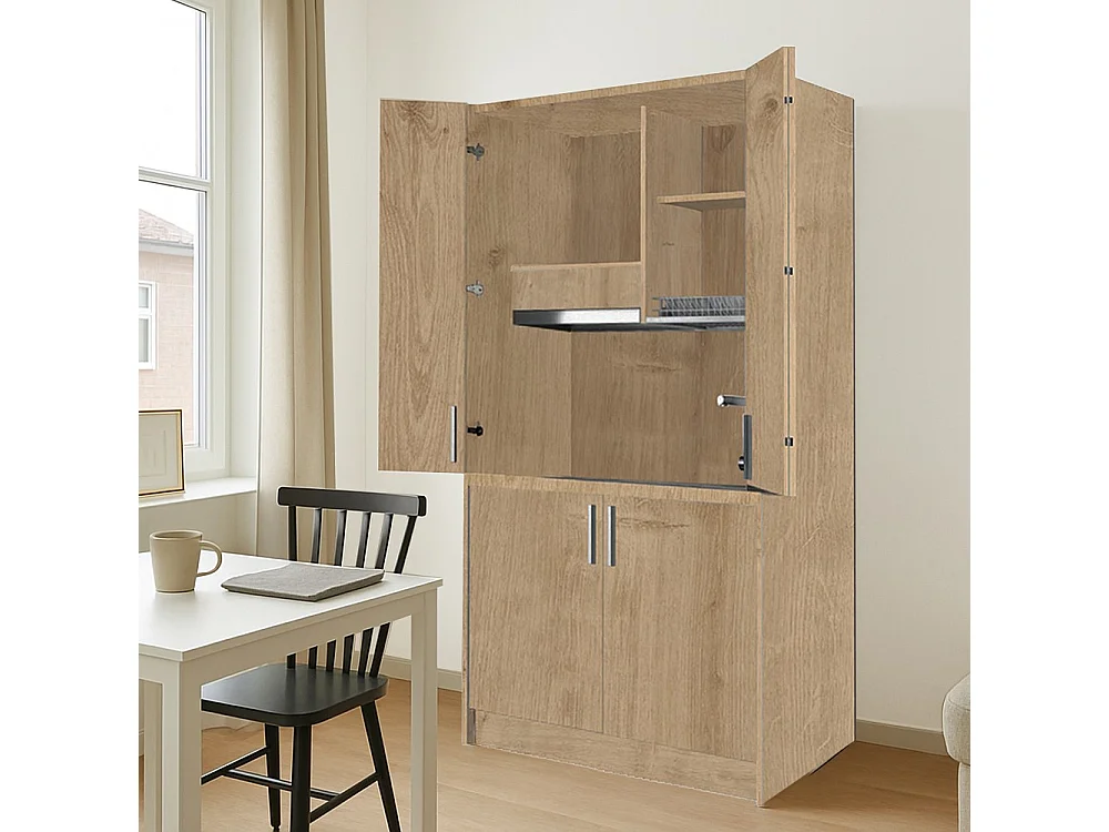 Cucina salvaspazio a scomparsa Fold Evolution colore rovere e elettrodomestici inclusi 125x62x208H