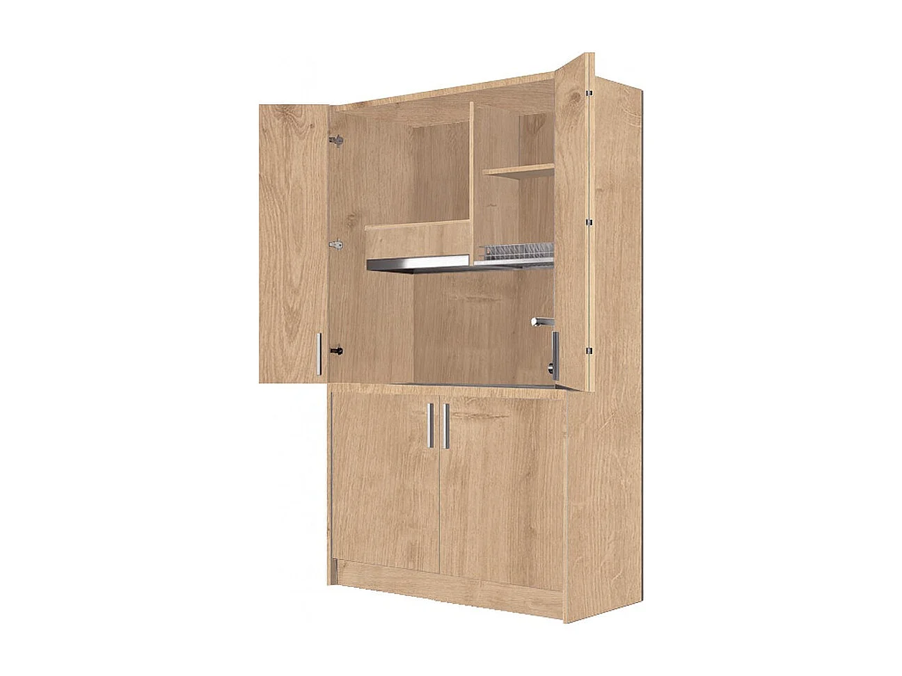 Cucina salvaspazio a scomparsa Fold Evolution colore rovere e elettrodomestici inclusi 125x62x208H