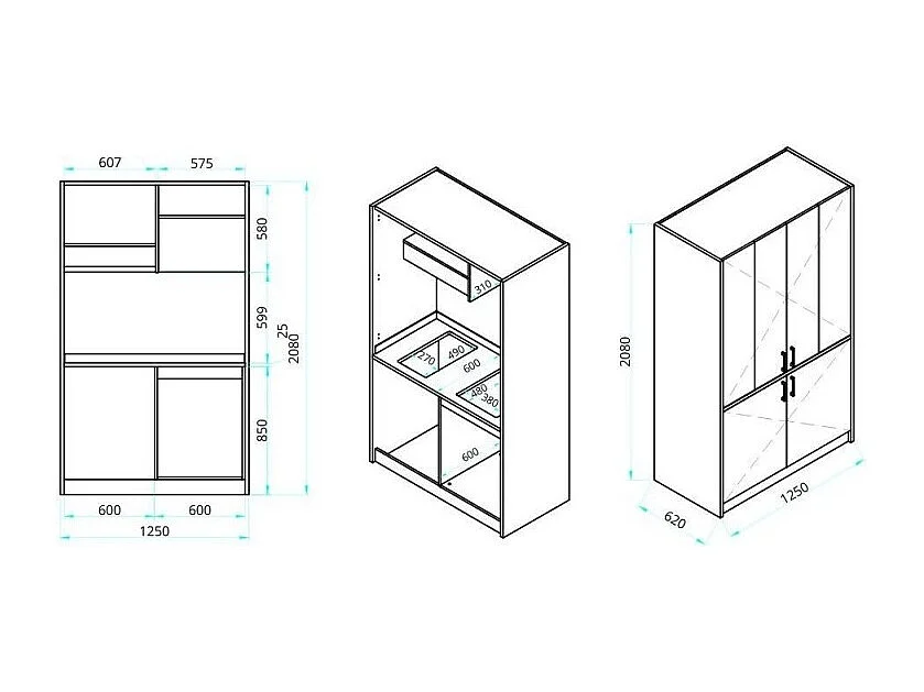 Cucina salvaspazio a scomparsa Fold Evolution colore rovere e elettrodomestici inclusi 125x62x208H