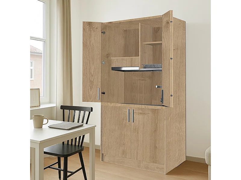 Cucina salvaspazio a scomparsa Fold Evolution colore rovere e elettrodomestici inclusi 125x62x208H