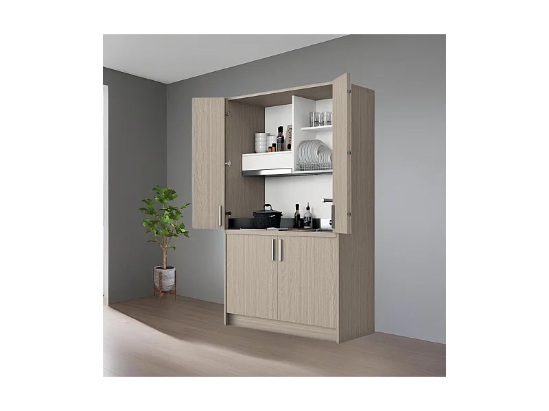 Cucina a scomparsa completa di elettrodomestici Fold olmo 125