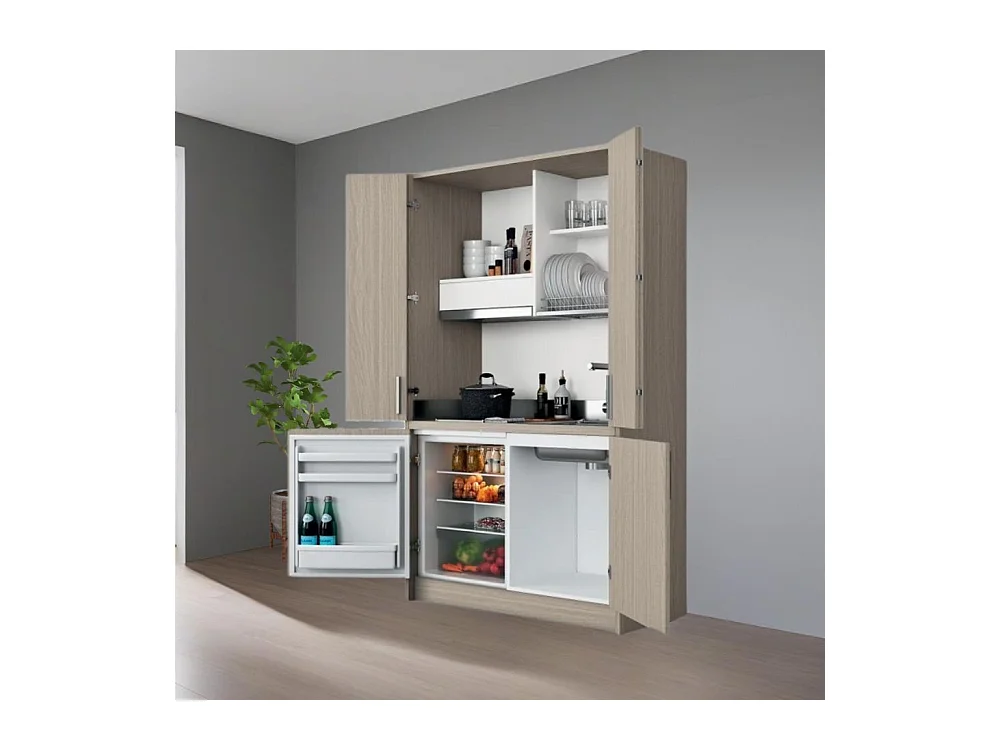 Cucina a scomparsa completa di elettrodomestici Fold olmo 125