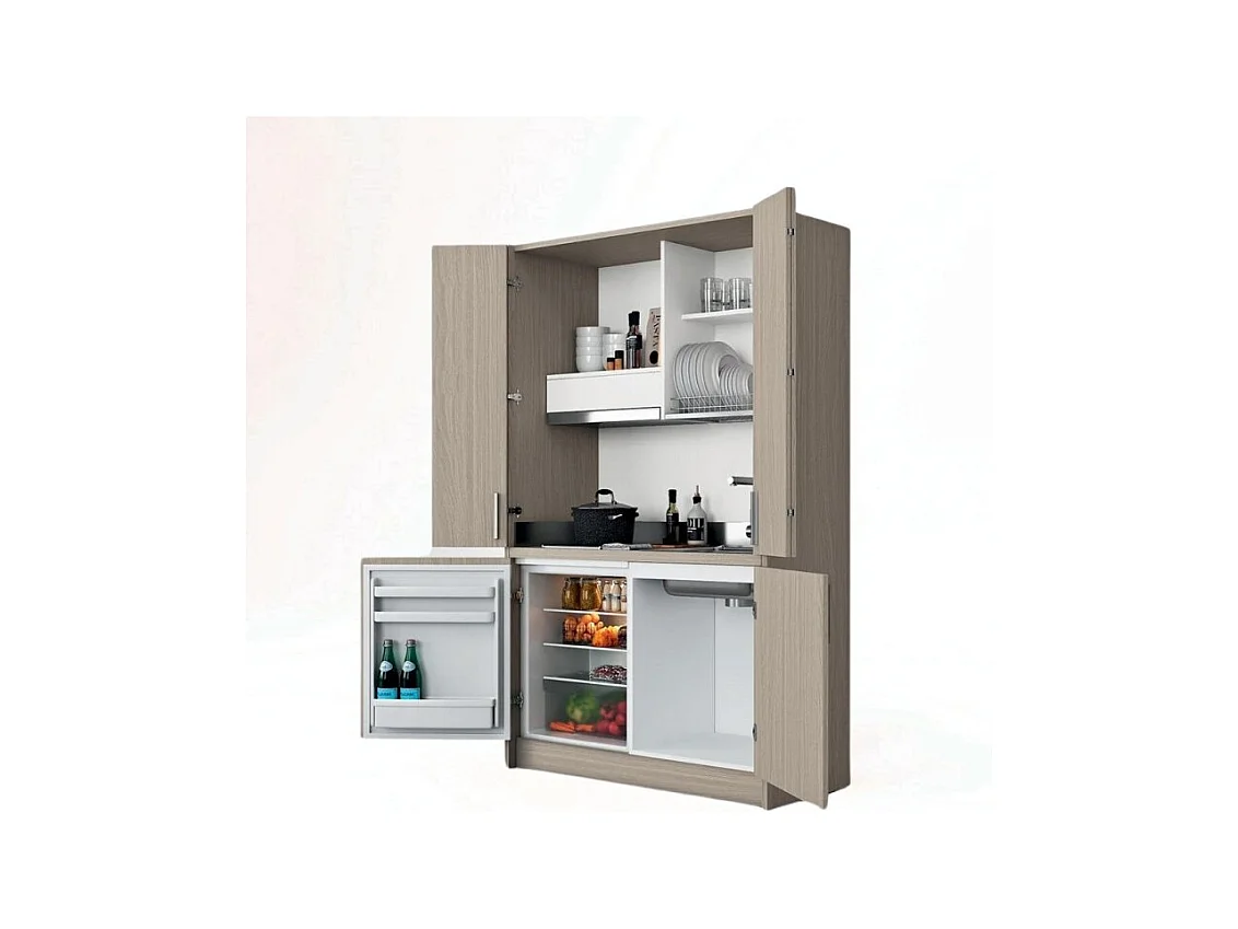 Cucina a scomparsa completa di elettrodomestici Fold olmo 125