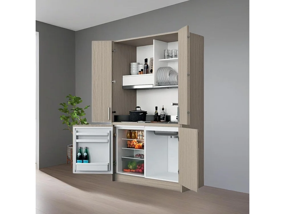 Cucina a scomparsa completa di elettrodomestici Fold olmo 125
