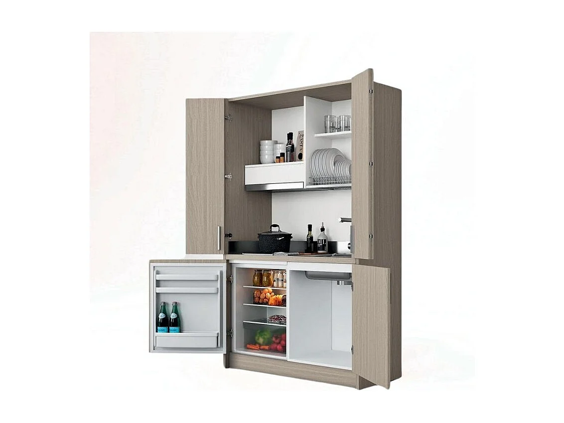 Cucina a scomparsa completa di elettrodomestici Fold olmo 125