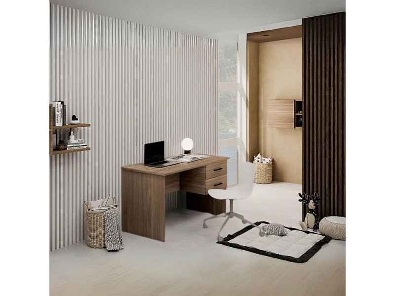 Scrivania due cassetti Tiffany 119x64x75h colore noce naturale