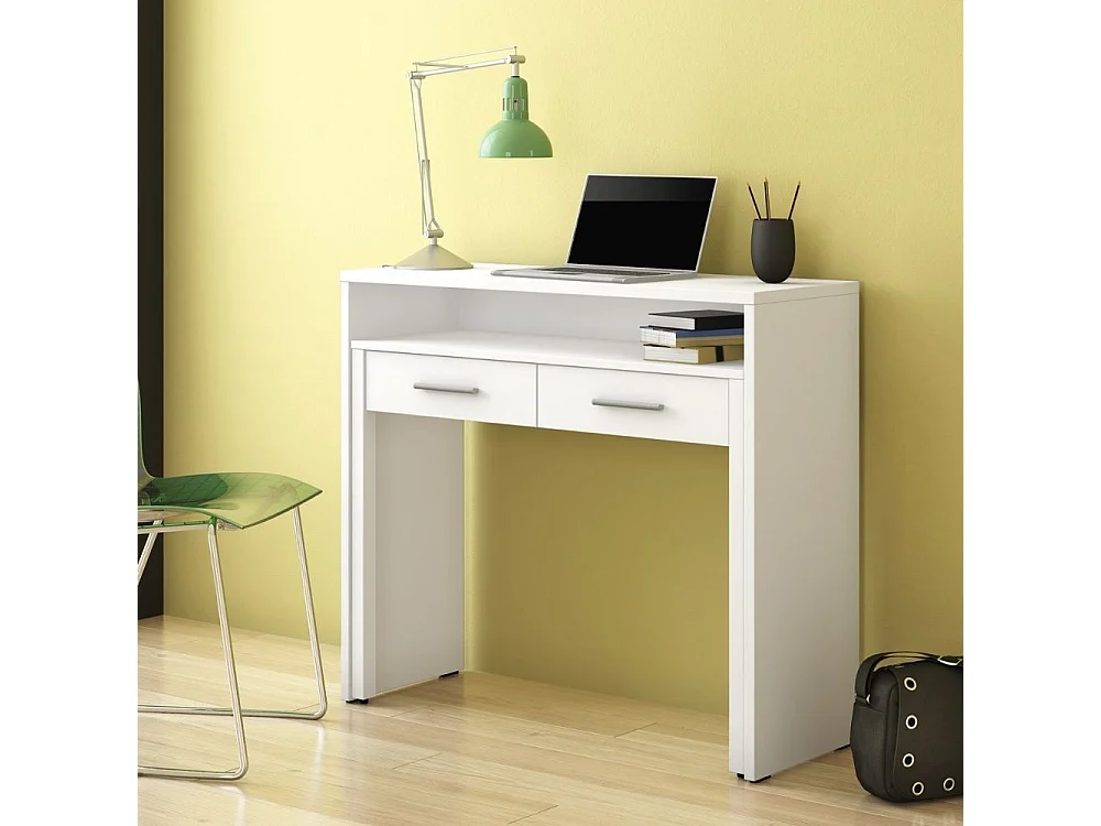 Scrivania Consolle Scrivia bianco opaco con piano estraibile – Design Funzionale e Salvaspazio