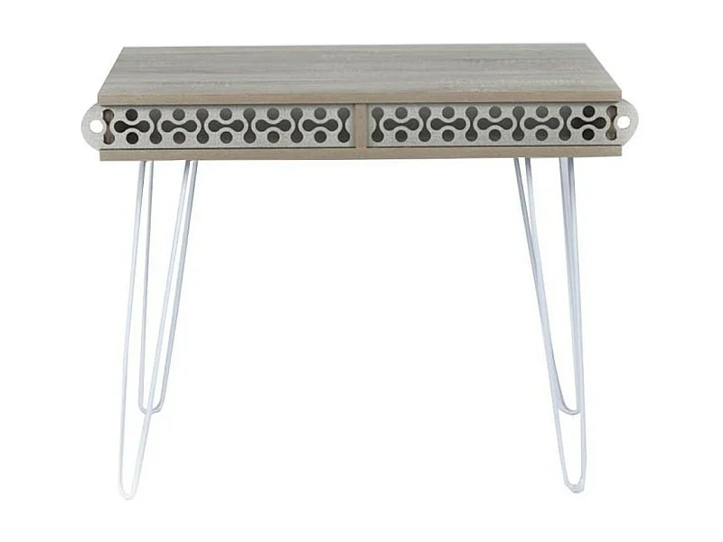 Scrivania Illia Piedi in Metallo Colore Bianco e Piano Colore Rovere 96x51x75 HMT190642