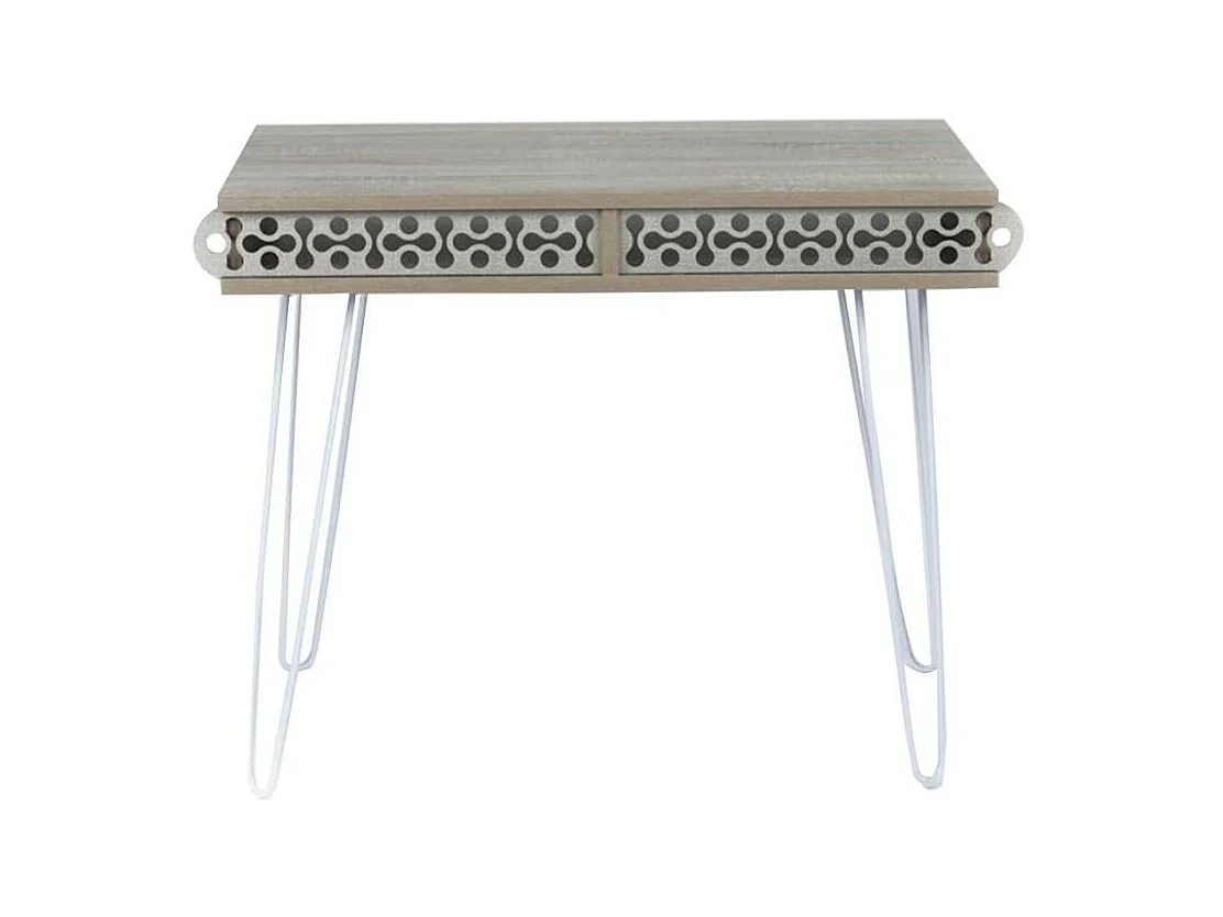 Scrivania Illia Piedi in Metallo Colore Bianco e Piano Colore Rovere 96x51x75 HMT190642