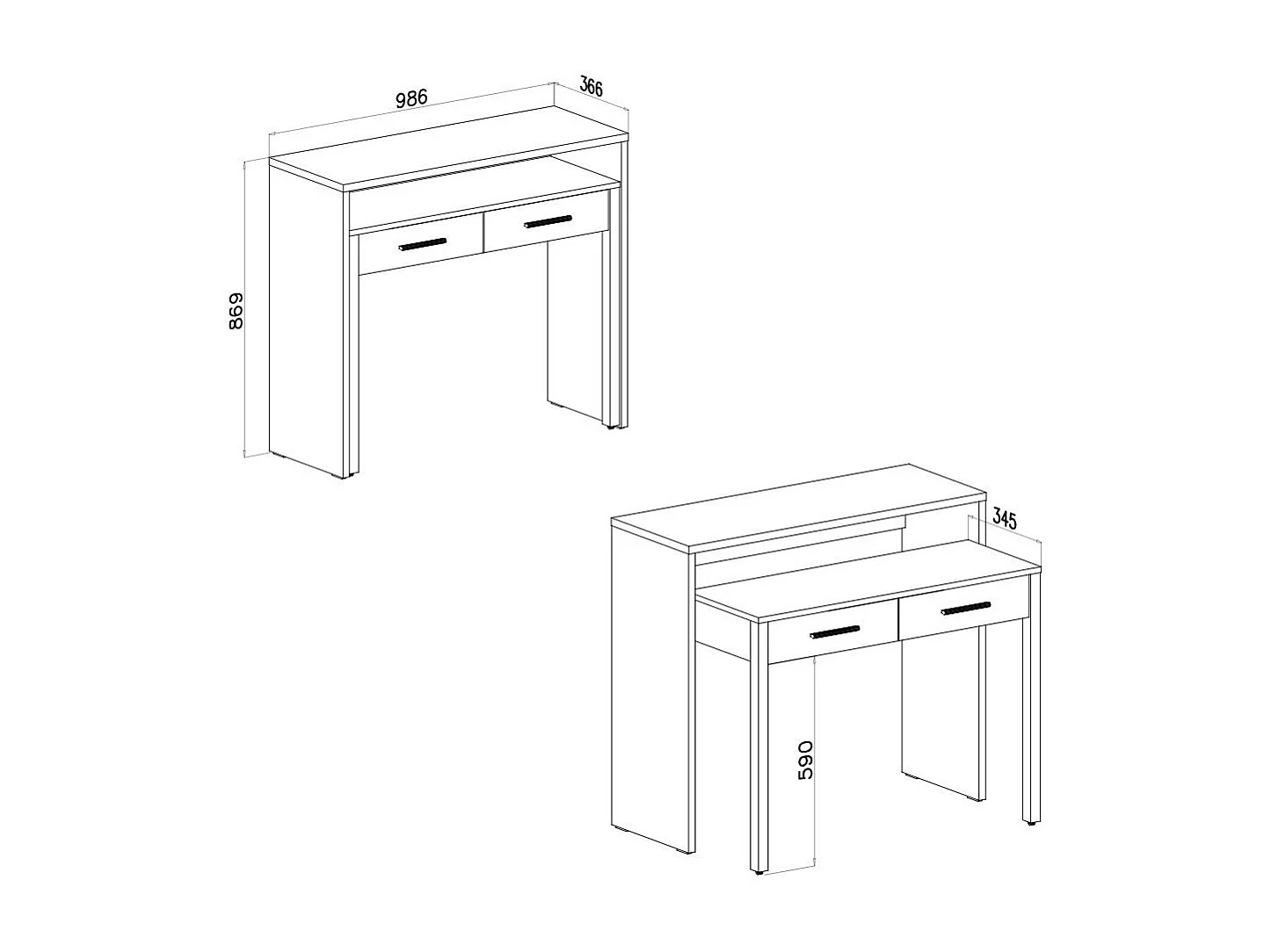 Scrivania Consolle Scrivia cemento e bianco con piano estraibile – Design Funzionale e Salvaspazio