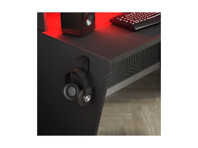 Scrivania reversibile game 5021 doppio ripiano e luci Led 150x66,9x85,5H colore antracite