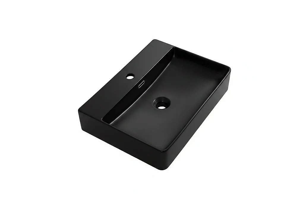 Lavabo d'appoggio in ceramica nero opaco 60x42x13H 9555