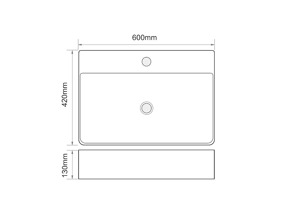 Lavabo d'appoggio in ceramica nero opaco 60x42x13H 9555