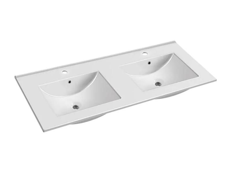 Lavabo da appoggio 20331 doppia vasca ceramica bianco 121.5x47x18H