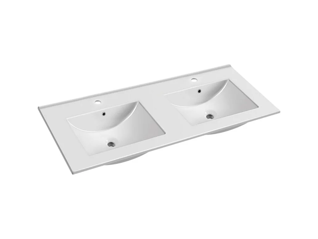Lavabo da appoggio 20331 doppia vasca ceramica bianco 121.5x47x18H