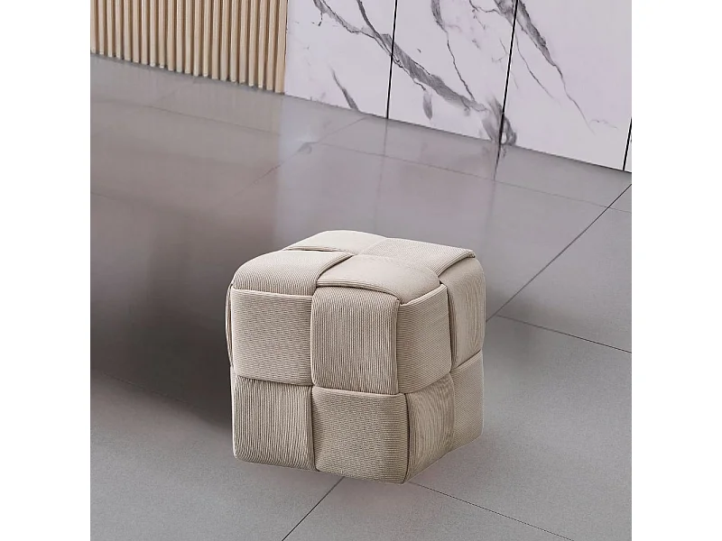 Pouf quadrato colore tortora effetto intrecciato Den 39x39x39H
