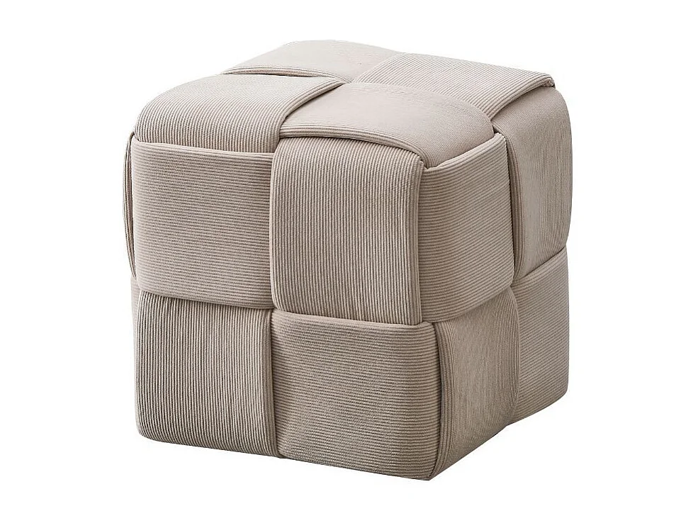 Pouf quadrato colore tortora effetto intrecciato Den 39x39x39H