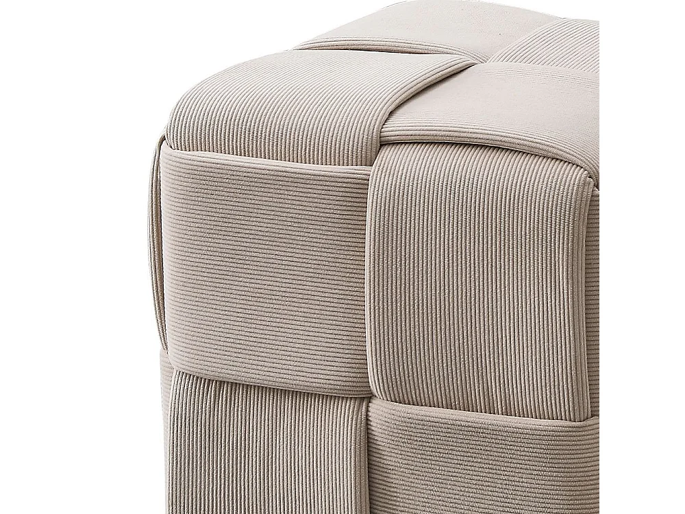 Pouf quadrato colore tortora effetto intrecciato Den 39x39x39H