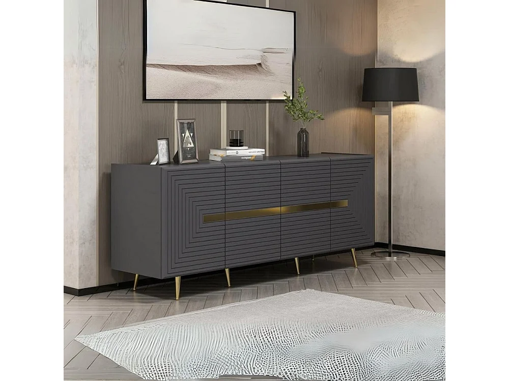 Madia 4 ante antracite Jose particolari oro 180x47x75h