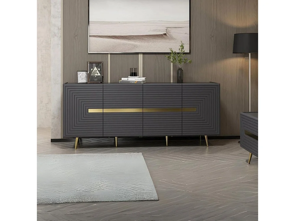 Madia 4 ante antracite Jose particolari oro 180x47x75h